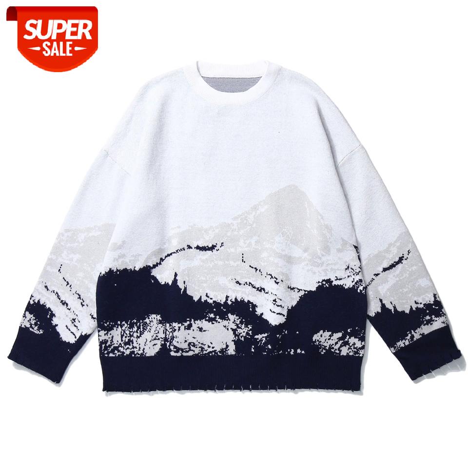 

Snow Mountain Sweater Men Knitted Sweater 2020 Harajuku Men Clothing Hip Hop Pullover Streetwear Oversized Winter #Kx2q, White;black