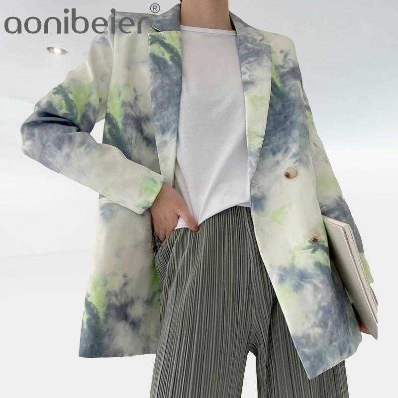 

Women Fashion Tie-dye Blazers Coat Vintage Notched Collar Long Sleeve Pockets Female Outerwear Chic Blazer Suits Tops 210604, 01