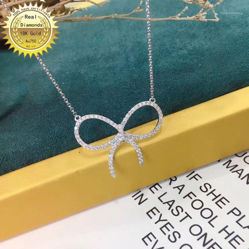 

100% 18K Gold Natural Diamond Necklace All Use 0.45ct M-D03 Chains