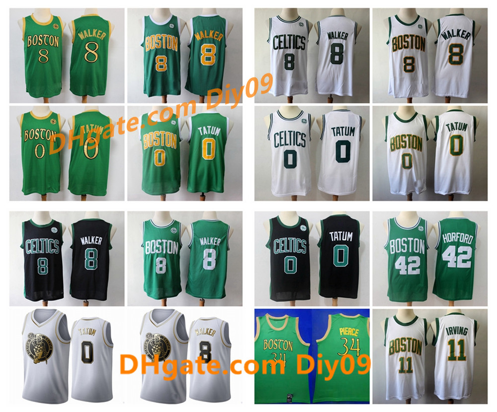 

Mens 8 Kemba Walker 0 Jayson Tatum Boston Celtics Jersey Green Paul Pierce 34 Al Horford 42 Stitched Green White Basketball Jerseys, Black;red