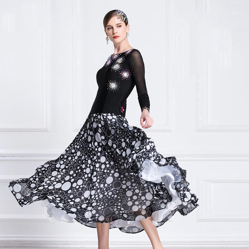 

The National Standard Modern Dance Clothing Big Pendulum Dress Practice Ballroom Dancing Waltz-M18671, Black(customized)