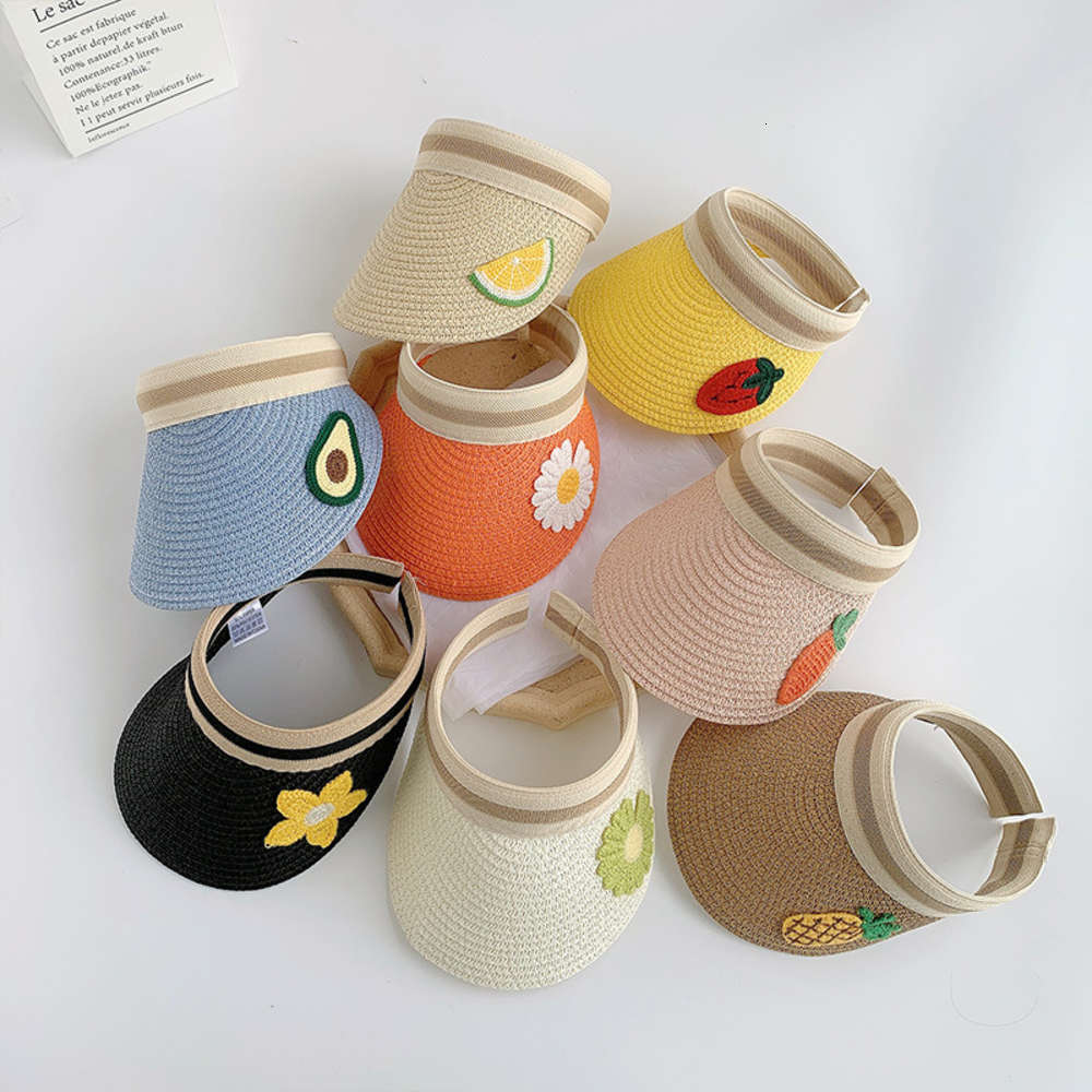 

Straw hat, children's sun big brim, boys and girls' hat, Yellow