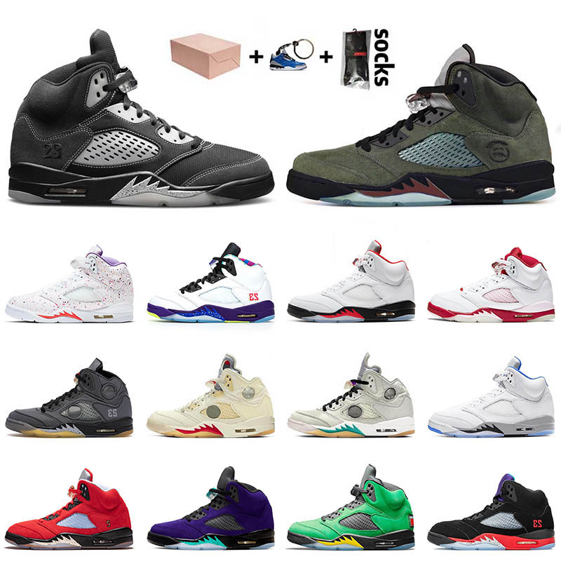 

5 5s Top New Designer Basketball Shoes Mens Womens Jumpman Sneakers Anthracite Travis What The Off Sail Black Muslin Retro Trainers 36-47