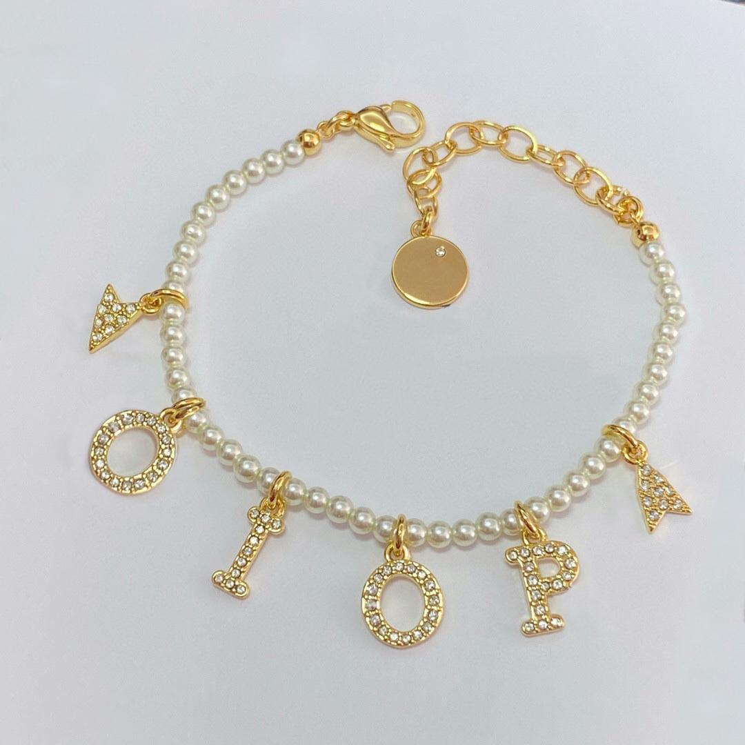 

Fashion Charm Beaded Strands pearl Bracelets necklace bangle for lady Women Party Wedding Lovers gift engagement Jewelry With BOX, Silver