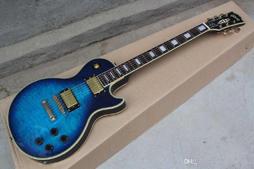 

!! Guitar Factory Top Quality 2 Pickups gold Hardware LP Standard Blue Electric Guitar In Stock