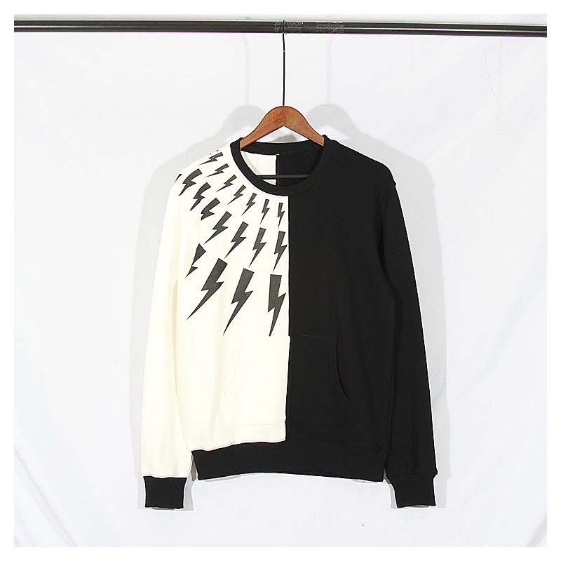 

2021 New Autumn Neil Barrett European Brand Men's Women Black and White Flash Hoodie Street Fashion Sweatshirt W5T9