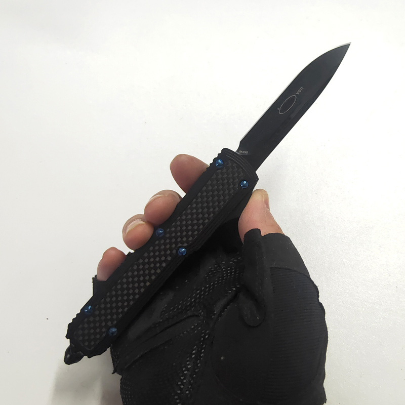 

Limited Custom Version Tactical Camping Knives Black M390 Blade Knife Carbide Precise CNC 7075Aluminum Carbon Fibre Handle Auto Pocket EDC H