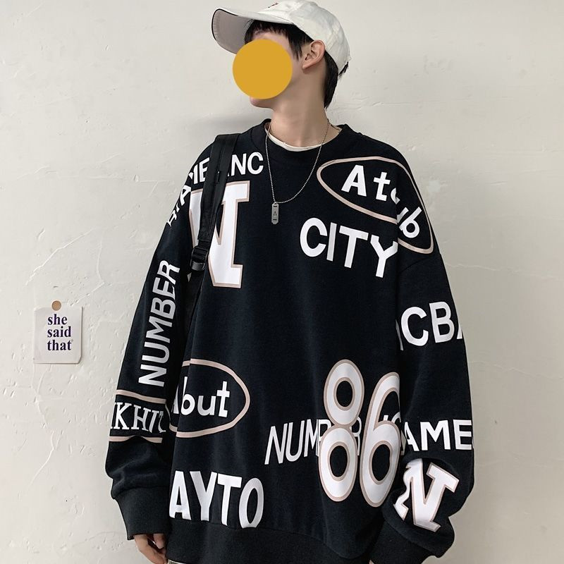 

2021 New Black Hip Hop Hoodies Casual Letter Print Sweatshirts Streetwear Women Hoodie Pullover Funny Harajuku Tops Males B206