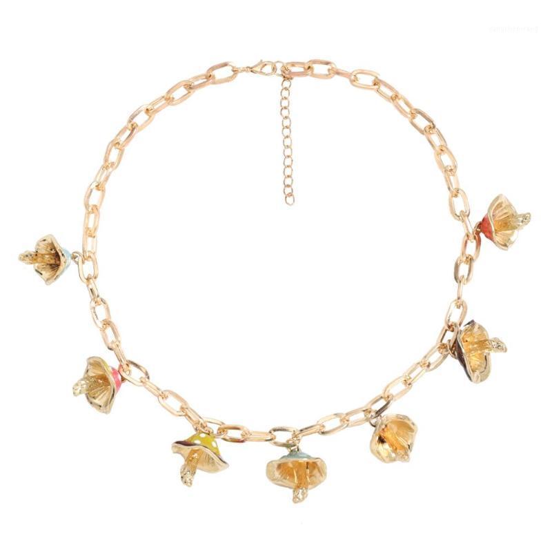 

European Fashion Multi-Layer Alloy Drip Oil Mushroom Pendant Hip Hop Necklace Women's Jewelry Accessories Gift Chains