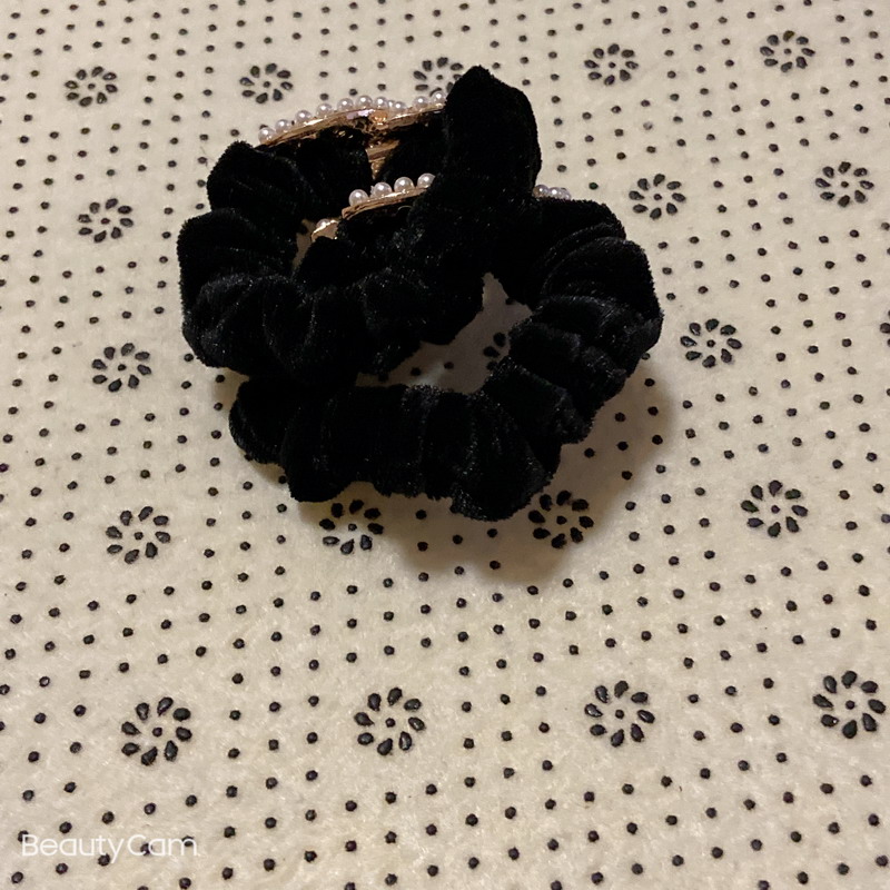 

Good items 4X3CM Pearl alloy rubber band velvet hair tie head rope hairpin fashion C jewelry for vip gift, Pink