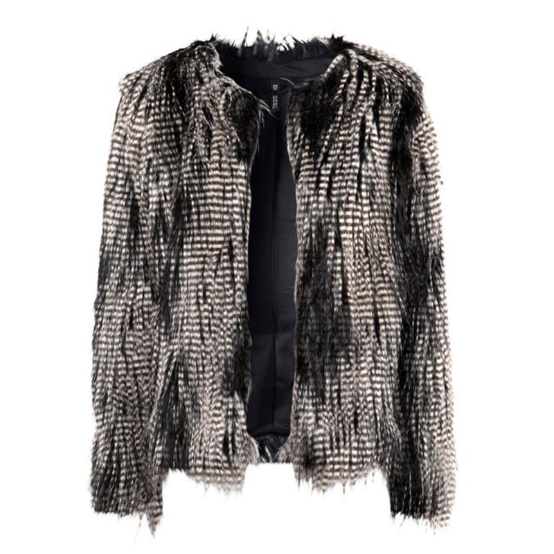 

Women' Fur & Faux European Style Peacock Feather Long Sleeve Short Pattern Coat For Women O-neck Plus Size Winter Warm Clothing FS0867, White