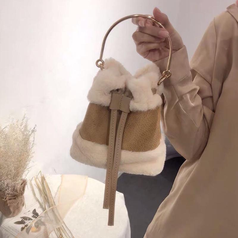 

Shoulder Bags Wool Women Bag Autumn Winter Clash Color Mini Handbag Slant Bucket 01-SB-stmnqd