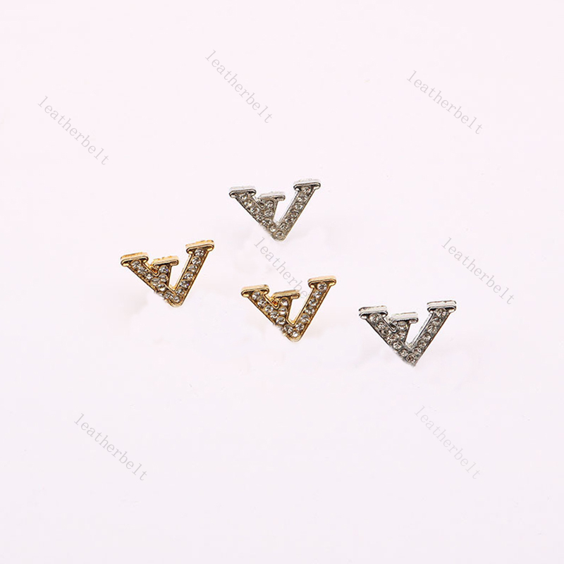 

2 Color Crystal Earring Letter Stud Classic Small Ear Studs Women Party Earrings Birthday Gift with Box