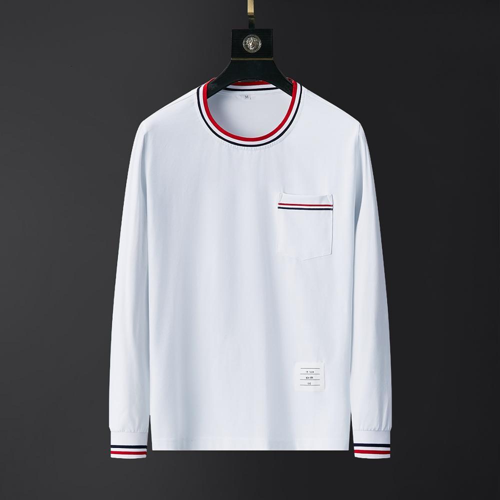 

2021 Brand Men Clothing t Shirts New Fall Long Sleeve Black White Clothes Plus Size Homme High Quality Korean Style Fashion Tops Lu24