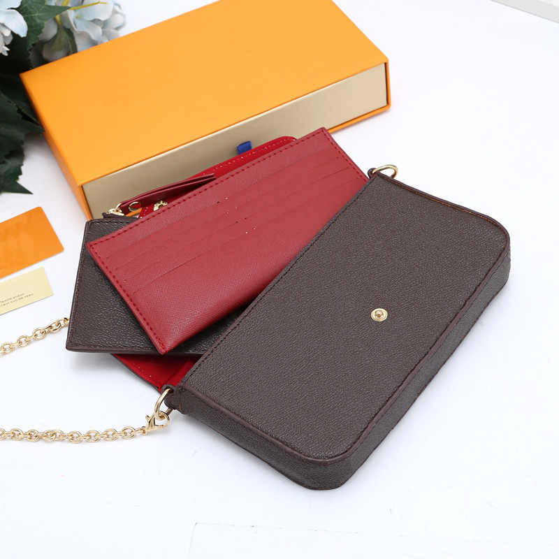 

Lady Crossbody Messenger Bag Leather handbag purse wallet 3 in 1 Design Shoulder bags women fashion check plaid flower with box, Make up the difference