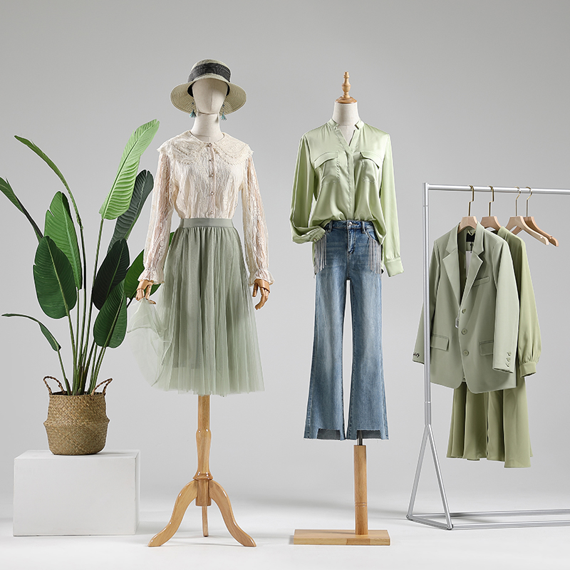 

4style Wood Hand Color Female Full Head Sewing Mannequin Body diy Stand Wedding Dress Sewing Flexible Women,Adjustable Rack 1PC D394