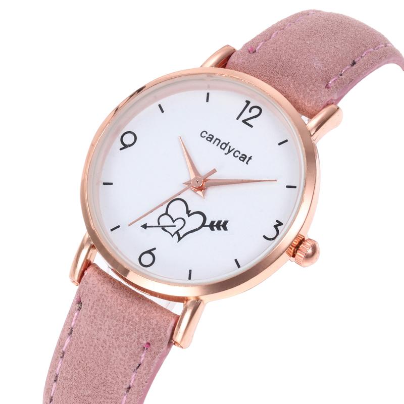 

Wristwatches Fashion Two Heart Denim Fabric Band Watch Casual Women Quartz Relogio Feminino, Brown