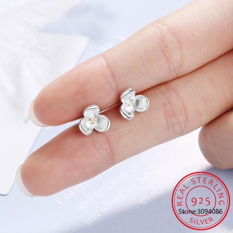 

Stud 1Pair 100% Real 925 Sterling Silver Jewelry Women Fashion Cute Tiny Flower Earrings Gift For Girls Teens Lady DS197