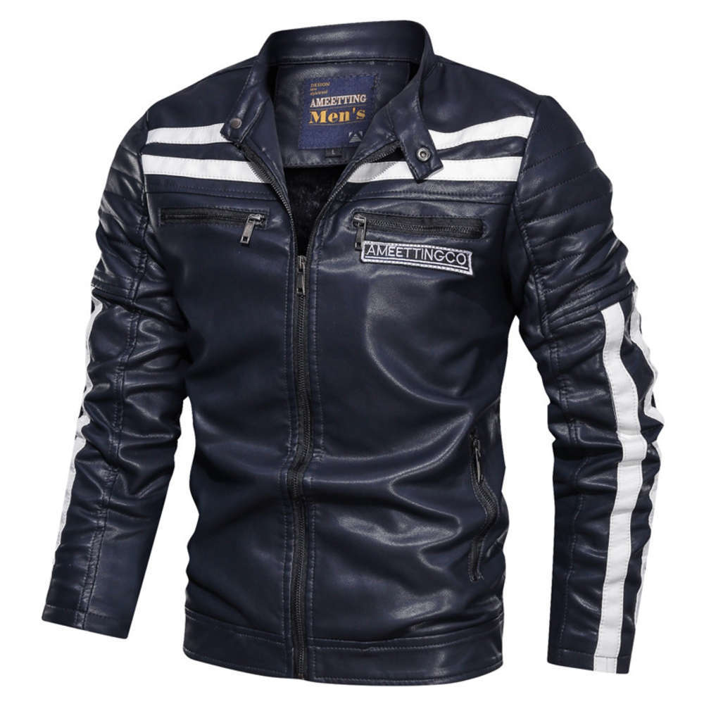 

6xl large Men's jacket leather racing fashion casual coat, Black;brown