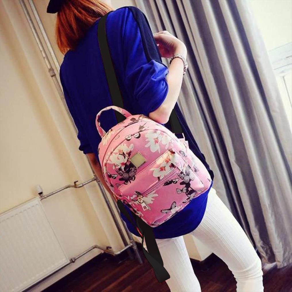 

made in china ladies floral backpack travel leather rucksack shoulder school bag