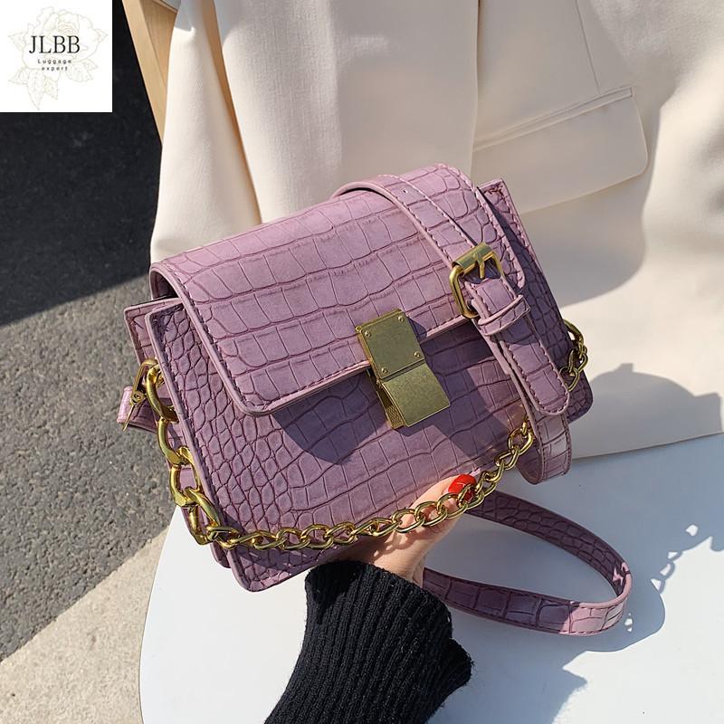 

Purple Crocodile Pattern PU Leather Crossbody Bags For Women 2021 Summer Chain Small Shoulder Handbags Female Quality Totes, Black