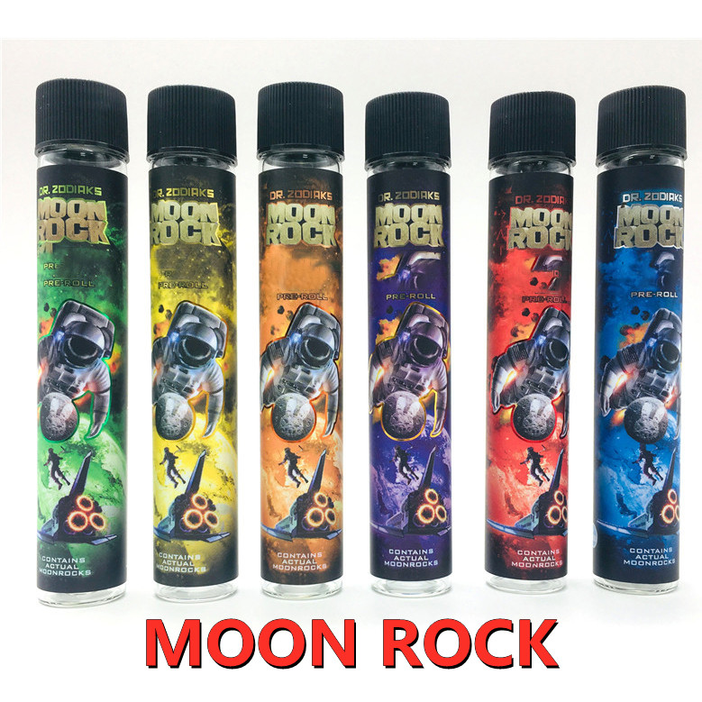 

Moonrock Pre Rolled Empty Glass Tube Bottle Packaging Custom Labels Dankwoods Blunt Cork Tip Holographic Stickers Prerolling Tubes Size 120mm*21mm in Stock