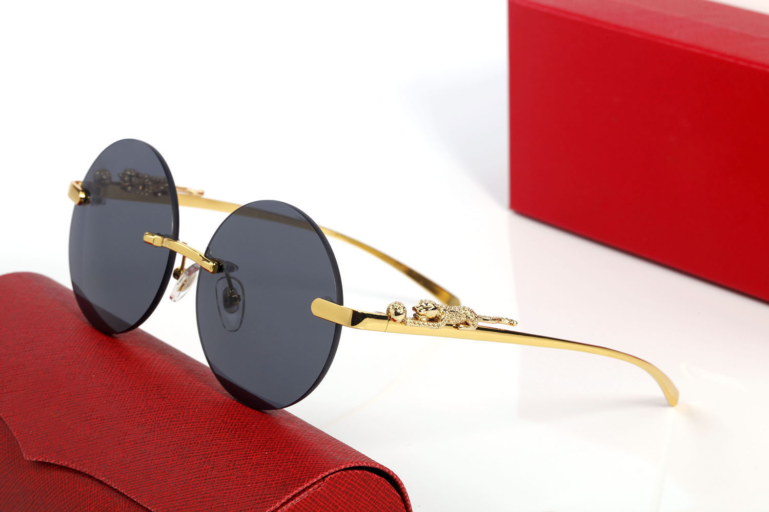 Black Grey Mens Sunglasses 54 mm Unisex Designer Round Sun glasses Luxury mirror Sunglass Fashion Brand for man woman lentes with box