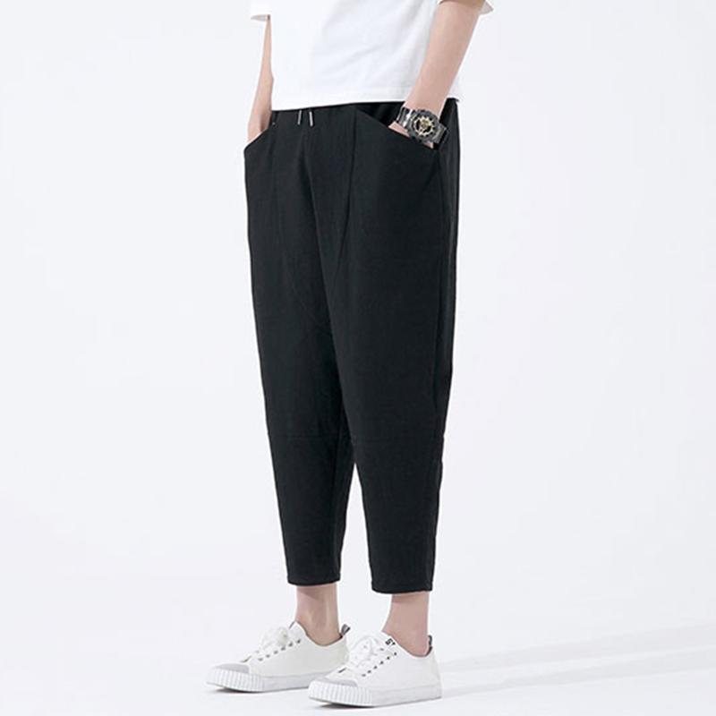 

Men's Pants Brand Casual Harem Men Jogger Fitness Trousers Male Chinese Traditional Harajuku 2021 Summer Clothe, Black