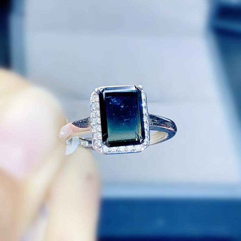 

Cluster Rings Natural Real Black Sapphire Rectangle Ring Per Jewelry 925 Sterling Silver 6*8mm 1.8ct Gemstone Fine J212176