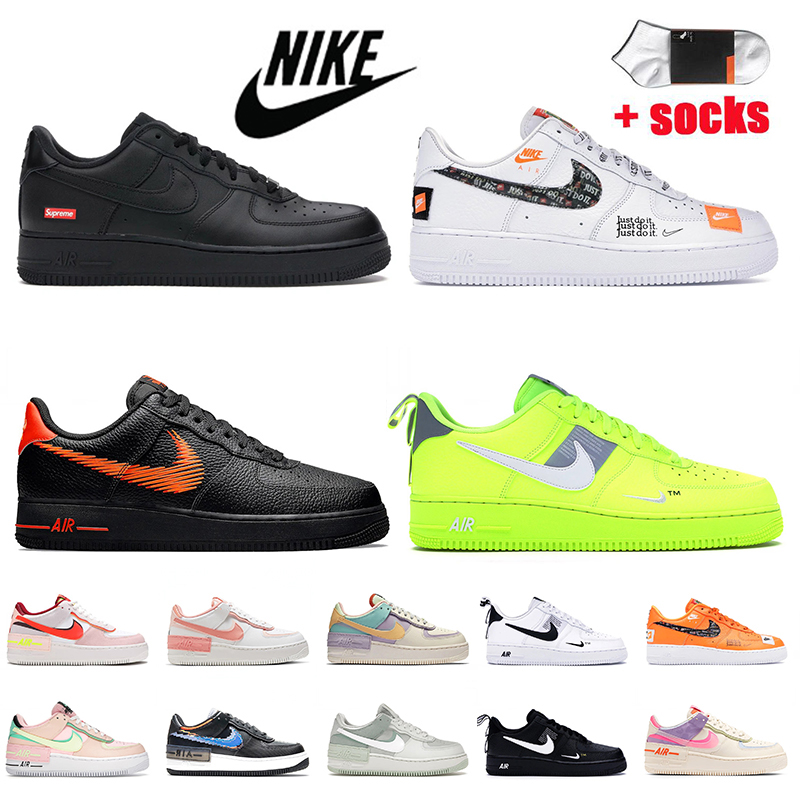 

Top Quality Air Force 1 Shadow One Women Mens Running Shoes Just Do It Supreme White Utility Volt Zig Zag Black Orange Barely Green Pixel Arctic Punch Trainers Sneakers, #14 triple black 36-45