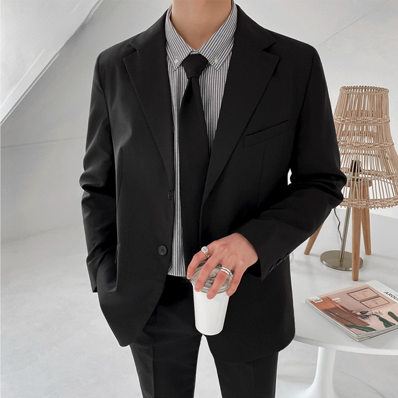 

men's wear Korean style casual small suit coat 2021 Autumn handsome single breasted blazer coat trendy clothes male, White;black