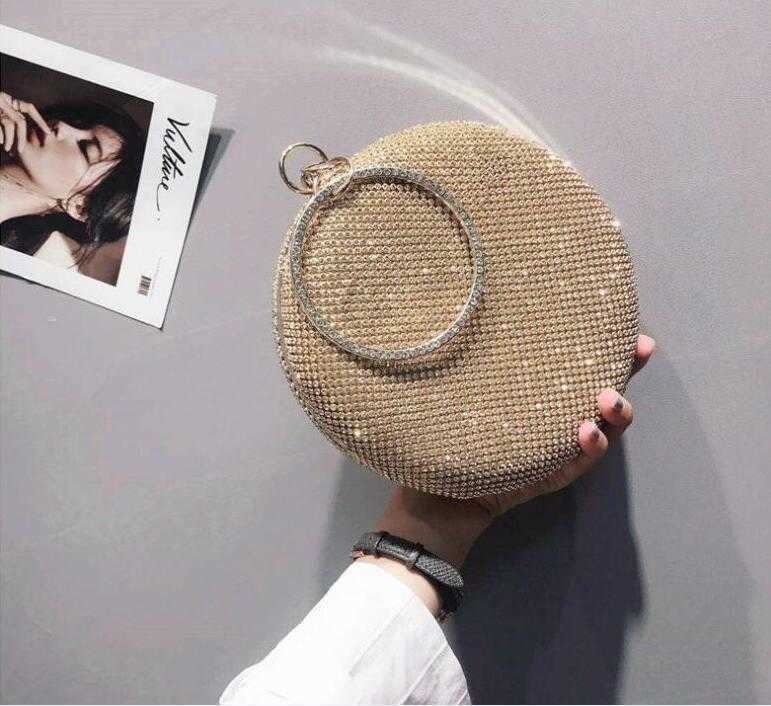 

CLASSIC FLOWER HBP Golden Diamond Evening Chic Pearl Round Shoulder Bags For Women 2020 New Luxury Handbags Wedding Party Clutch Purse 0013, Black