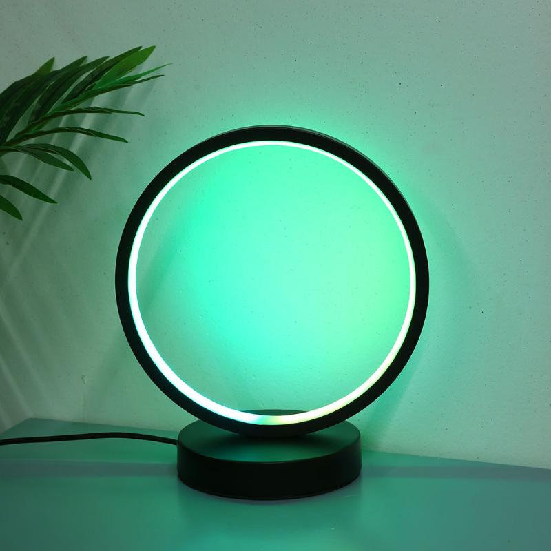 

Night Lights Dimmable LED Colorful Circular Table Lamp EU US Plug Room Remote Control Bedside Circle Light Party Lighting Decor