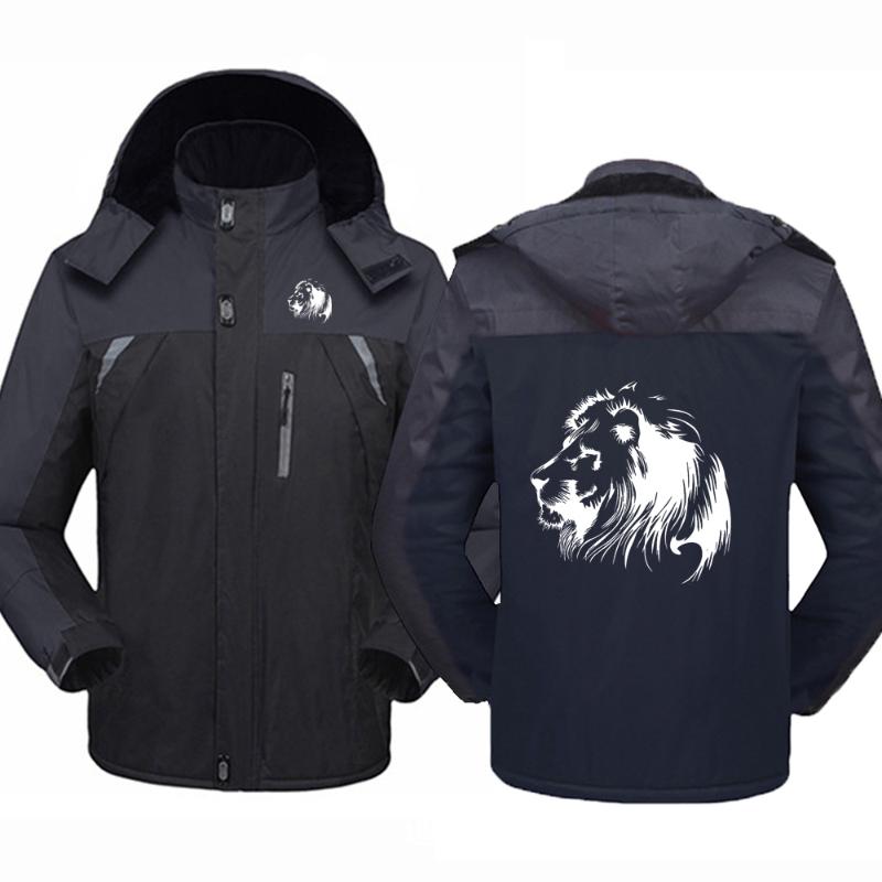 

Men's Hoodies & Sweatshirts Meditation Lion Printed Winter Jacket Men Windbreaker Windproof Waterproof Thicken Fleece Outwear Cycling Outdoo, Black
