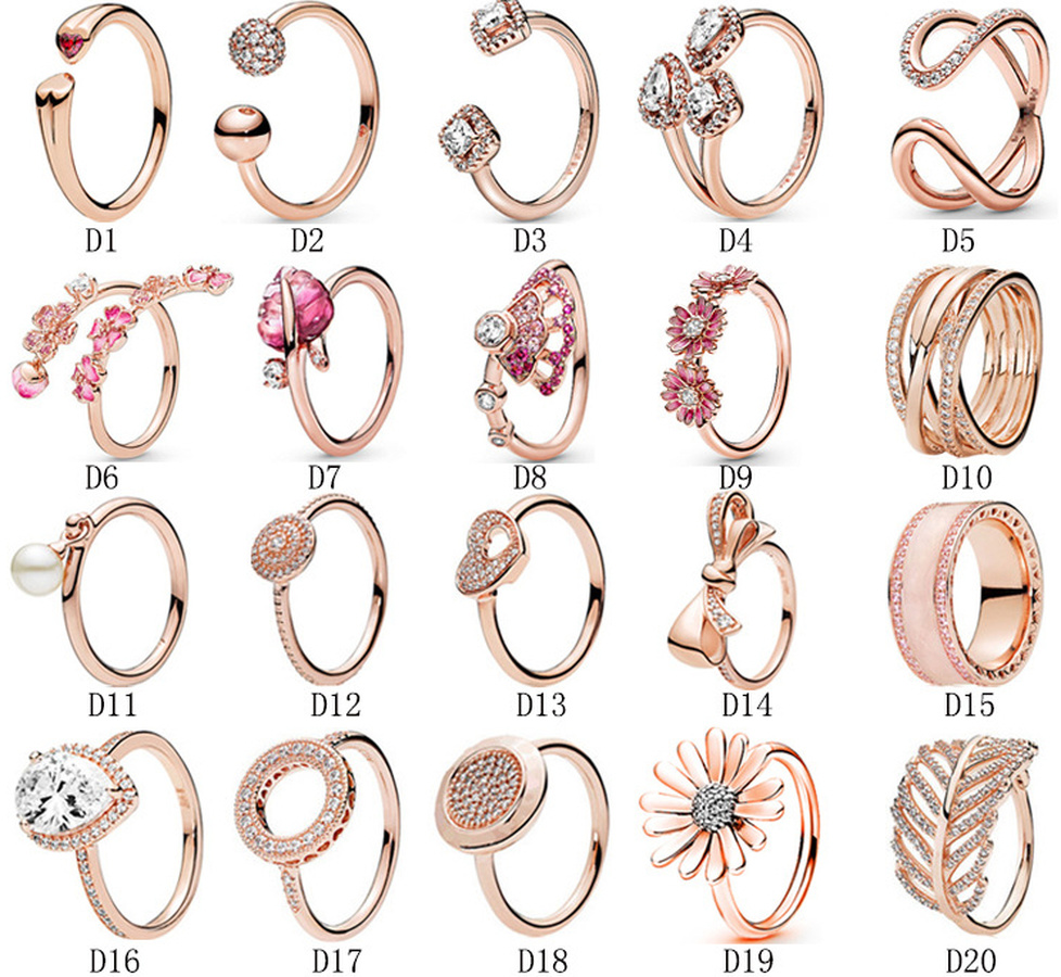 

Designer Jewelry 925 Silver Wedding Ring Bead fit Pandora Love Peach blossom pavé with open style wild couple Cubic Diamonds European Style, Slivery;golden