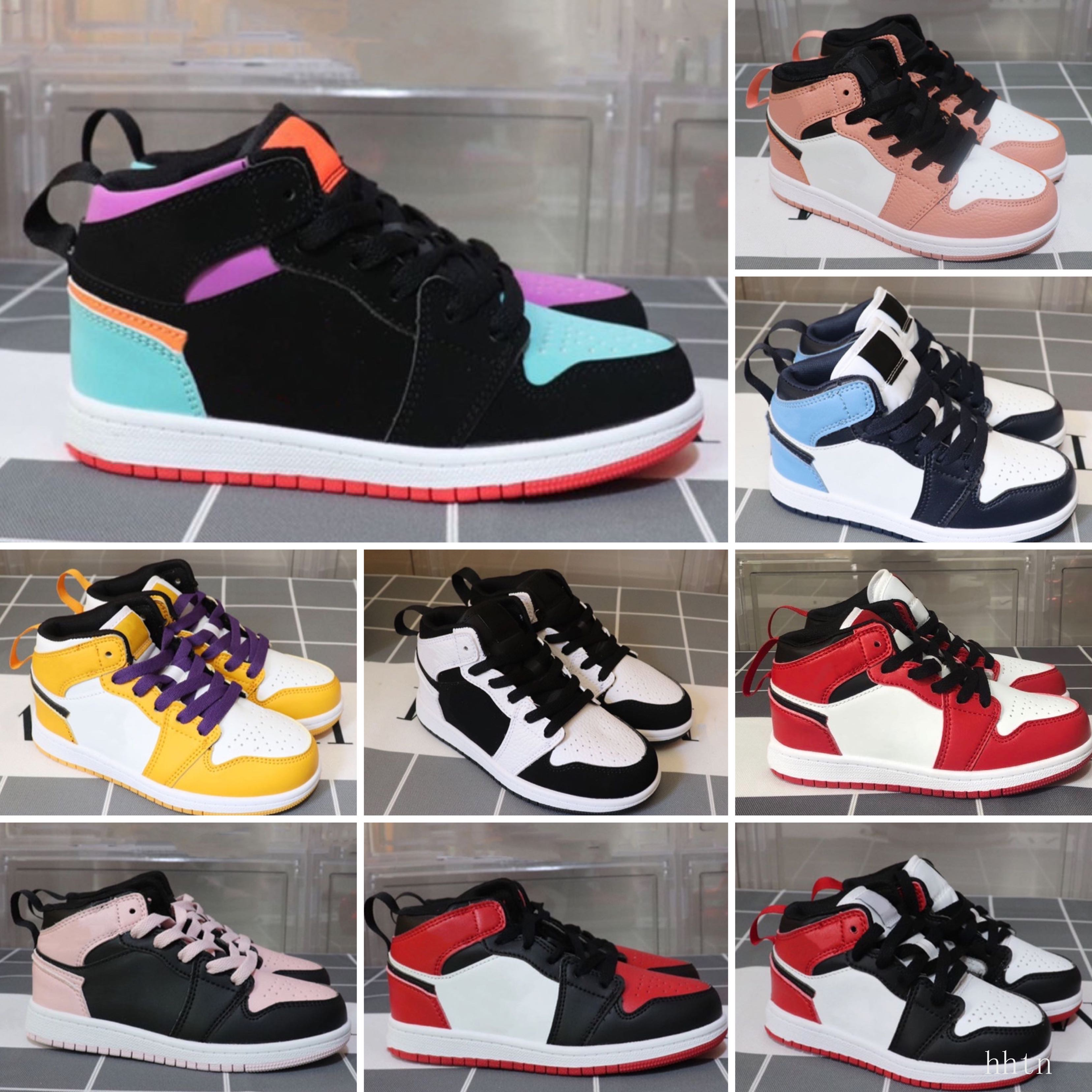 

Wholesale hot children's shoes 1s cheap store Top Quality kids Basketball shoes price free shipping sales Size 26-35, Black
