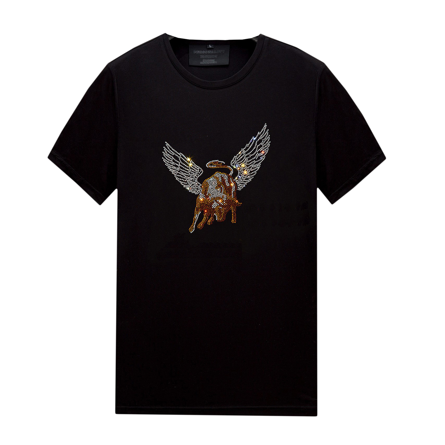 

Mercerized Cotton Mens Designer T-Shirts with Rhinestone Designs Short-sleeve Slim Crewneck Tops Pullover Tee for Summer Casual, 321