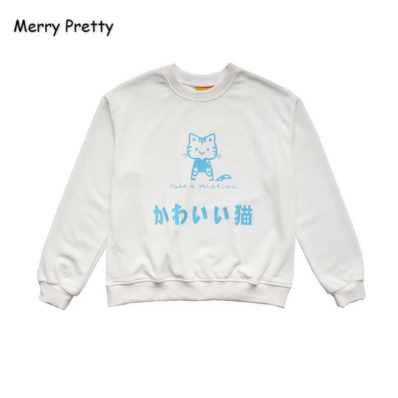 

Merry Pretty Women Harajuku Print Hoodies Autumn Winter Long Sleeve O-Neck Sweatshirts For Femme Casual Loose Pullovers 210526, Beige