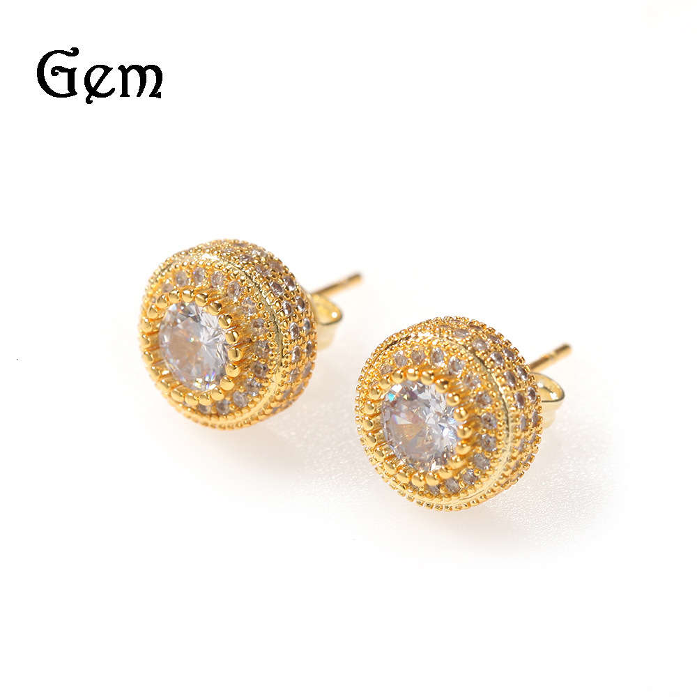 

Hip hop round Zircon Earrings for men and women
