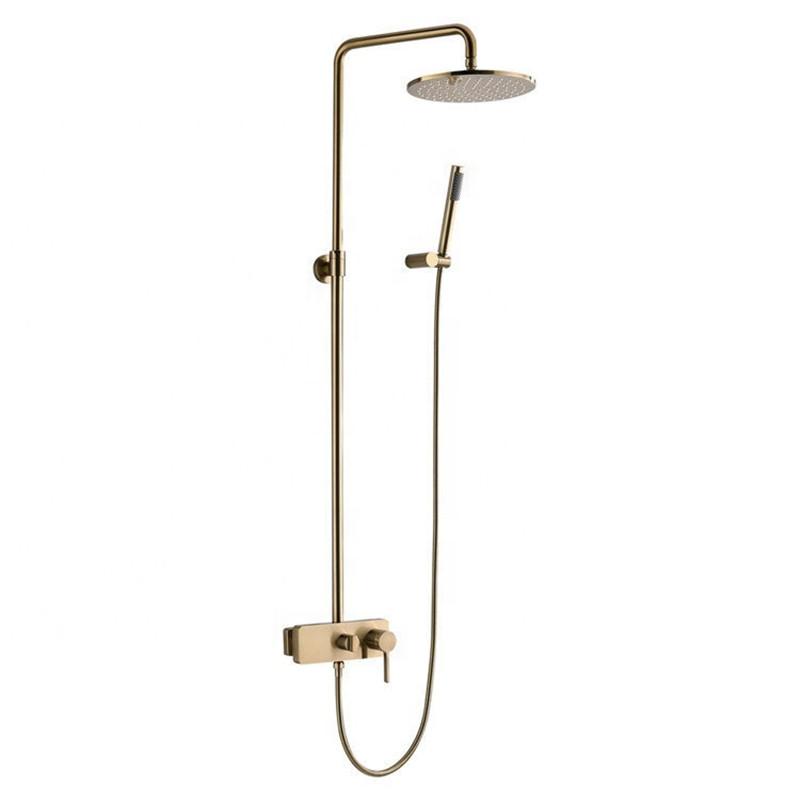 

Bathroom Shower Set Wall Mounted Brushed Gold Faucet Cold and Hot Water Mixer Shower Kit Douch for Hotel Home Improvement