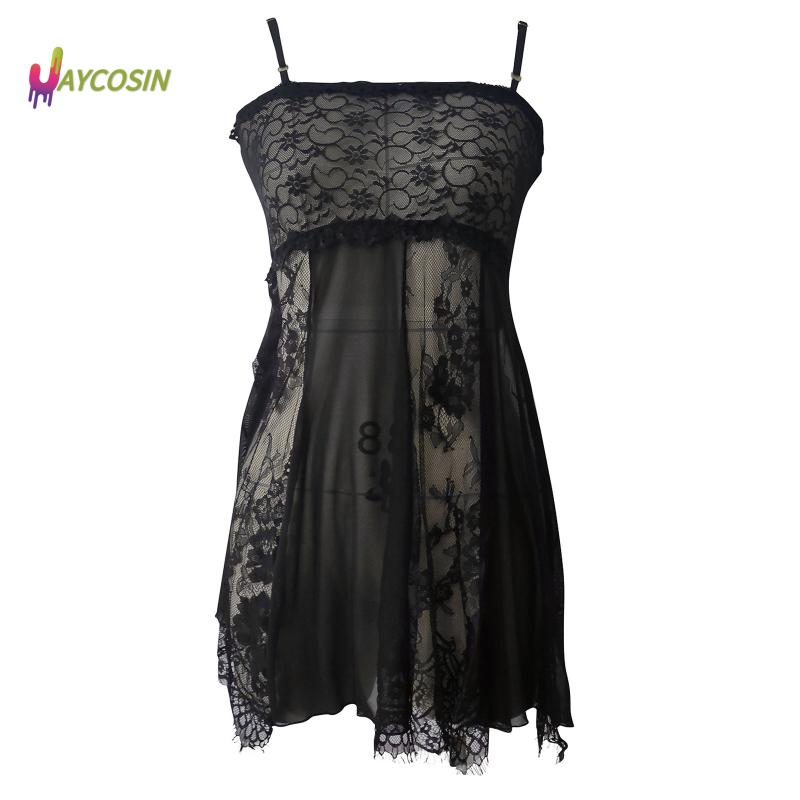 Women's Sleepwear Sexy Underwear Women Lace Transparent Dress Thong Pajama Lingerie Outfit Open Bra Sex Brief G-string-image-721500334