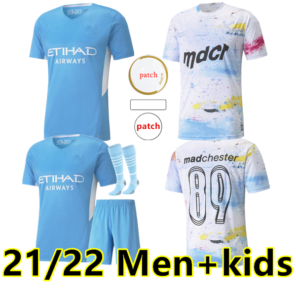 

21 22 Manchester soccer jersey G. JESUS CITY STERLING FERRAN DE BRUYNE KUN AGUERO MAHREZ FODEN RODRIGO special edition Player version men+kids uniform, Black;yellow