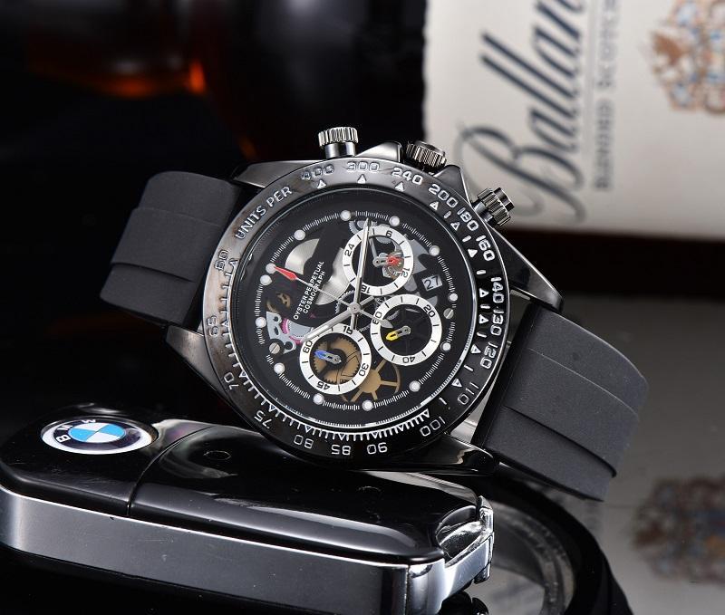 Stylish men's watch 2021 new high quality six needle all dial working quartz movement Top brand rubber belt