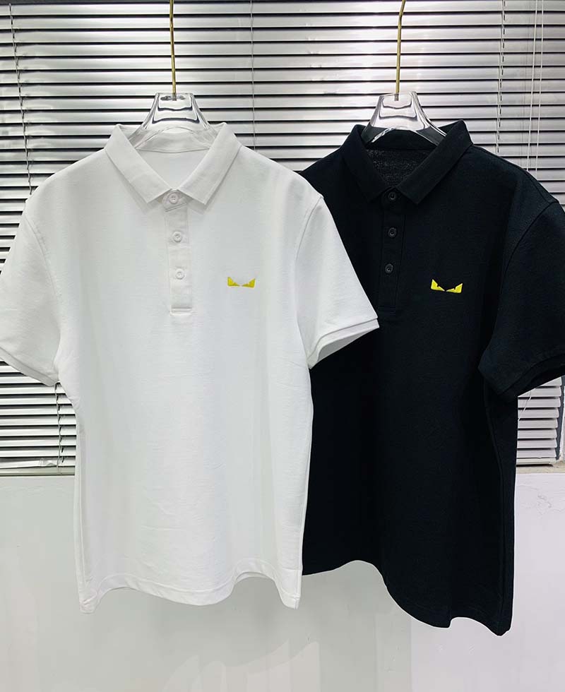 

21ss mens Tee t shirts Eye Embroidery chest letters men clothes short sleeve mens shirts tag letters polo New black white 07, White;black