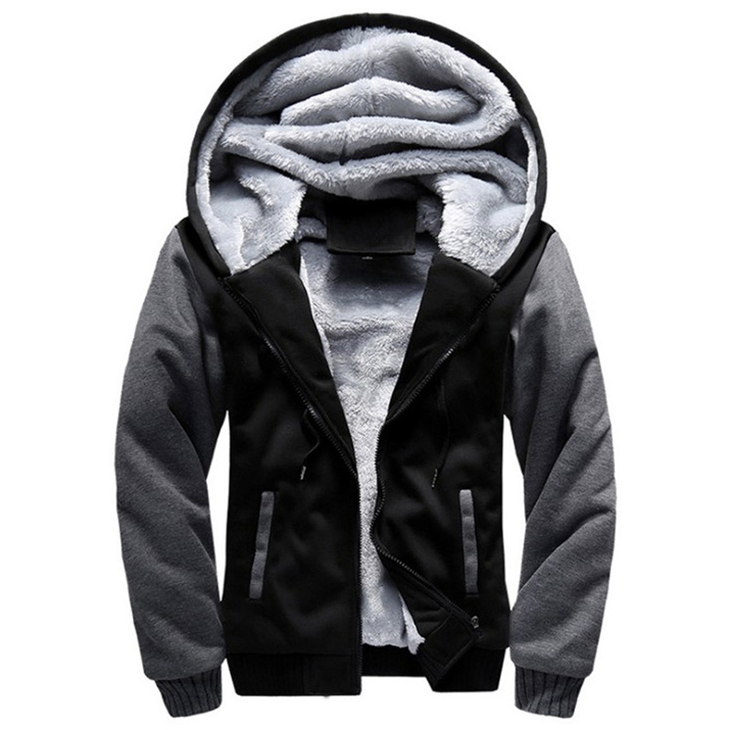 

2021 new men hoodies winter thick warm fleece zipper men hoodies coat sportwear male streetwear hoodies sweatshirts men 4xl 5xl, Black