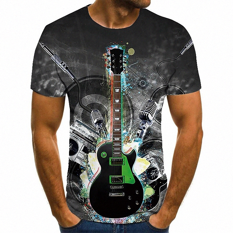 Men's Unisex Tee T shirt Shirt 3D Print Graphic Prints Guitar Plus Size Round Neck Casual Daily Print Short Sleeve Tops Basic Fashion Design