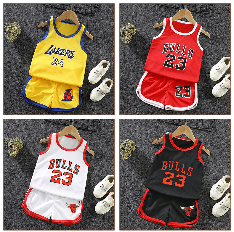 

Boy Kids Clothing Sporting Two Pieces Sets Sporting Basketball Sleeveless Clothing Set Quick Dry Top Shirt +Short, White