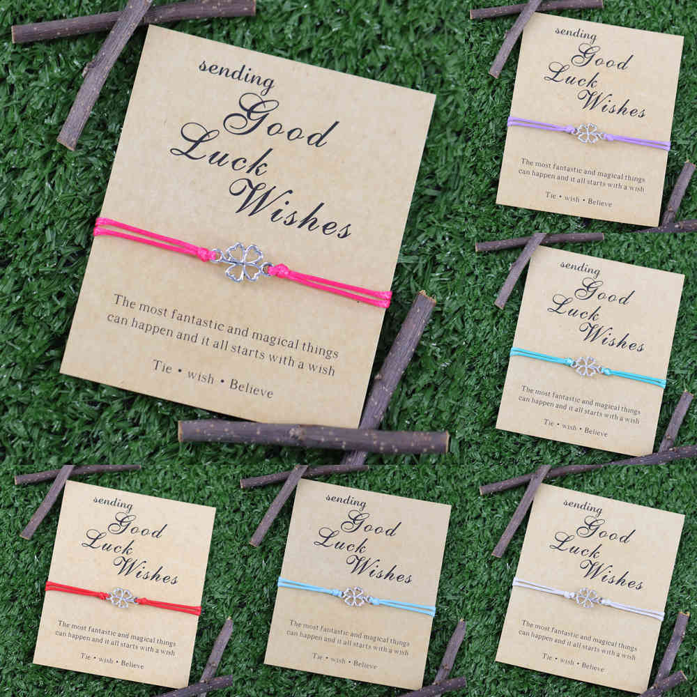 

Good Luck Vibes Shamrock Bracelet Lucky Four-leaf Clover Shamrock Charms Bracelets Handmade Jewelry Women Friendship Gift