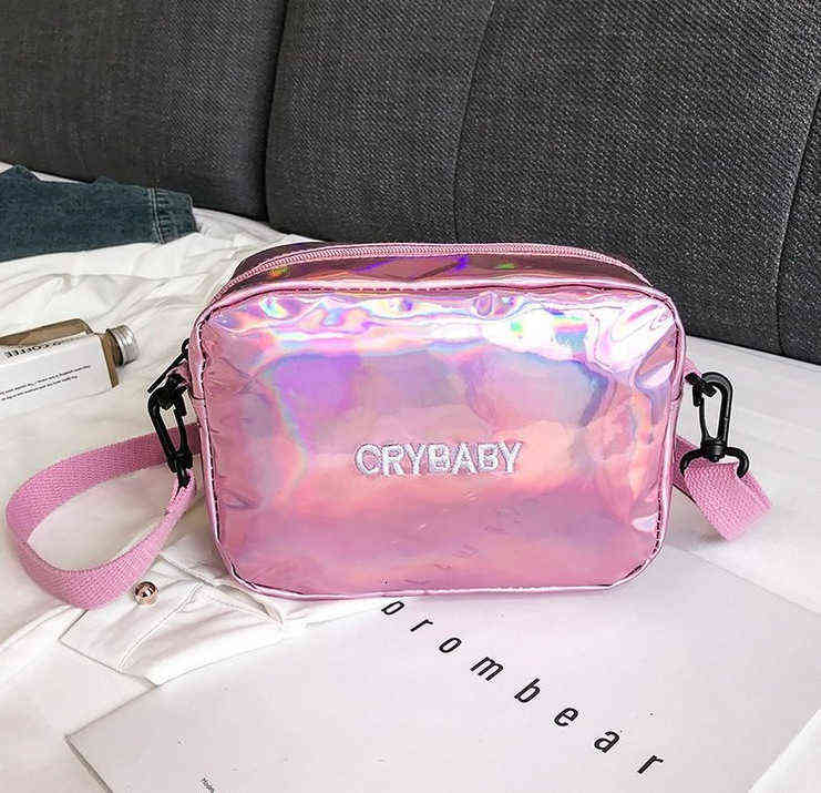 

HBP Non-Brand 2021 summer embroidery letter laser small square bag sport.0018, Red