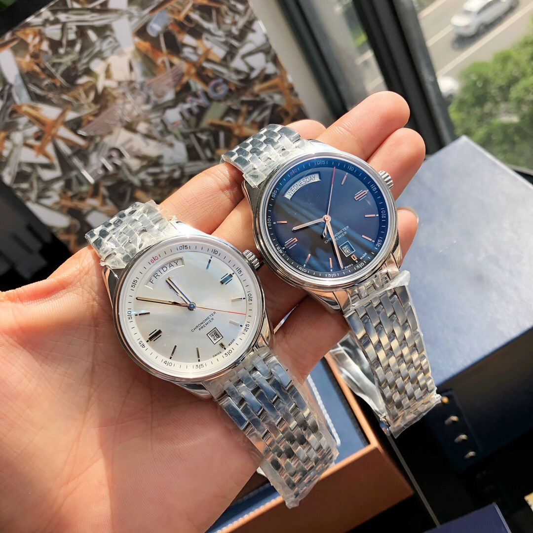 

Men's watch diameter 40mm with 45 movement automatic mechanical power storage up to 40 hours week and calendar window display seven rows of fine steel strap, As shown